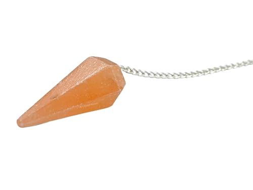 Image of Orange Selenite Pendulum Dowsing Tool - Natural Crystal Pendulum for Spiritual Guidance - Premium Dowser Pendulum for Accurate Divination and Energy Healing - Perfect for Energy Healing and Chakra Balancing - Handcrafted with Precision and Elegance
