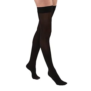 JOBST Relief 20-30 mmHg Compression Socks, Thigh High with Silicone Band, Black, Petite Small
