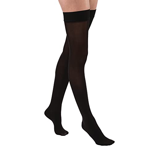 JOBST Relief 20-30 mmHg Compression Socks, Thigh High with Silicone Band, Black, Petite Small