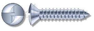 2500pcs #14 X 2 Security Sheet Metal Tapping Screws AB Oval Head One-Way Slotted Steel Zinc Plated Clear in USA by Aspen Fasteners, AFTPR-161340-D5