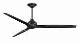 Fanimation Spitfire 3 Blade Ceiling Fan 19.42 Inch Tall and 72 Inch Wide with Black Finish and Black Blades
