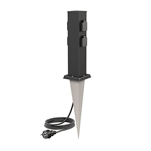 ledscom.de Garten-Steckdosen-Säule Polly mit Erdspieß und 2m Kabel für...
