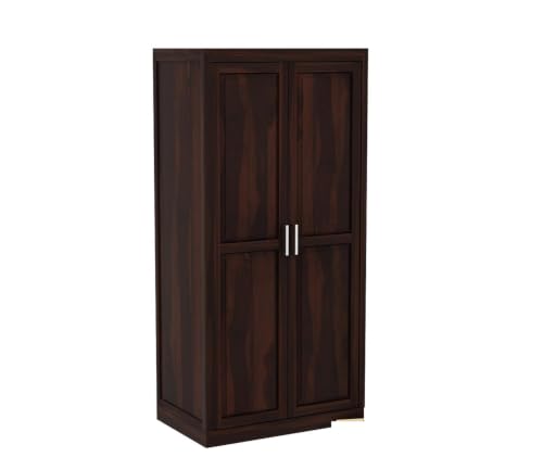 Image of Rajotiya FurnitureSolid Wood 2-Door 5 Shelf Wardrobe Cupboard Almirah: Elegant Storage Solution for Clothes (Teak)