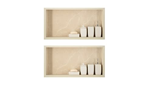 2 X Nicho Em Porcelanato P/Banheiro 60x30x10 Cm (Bege 60)
