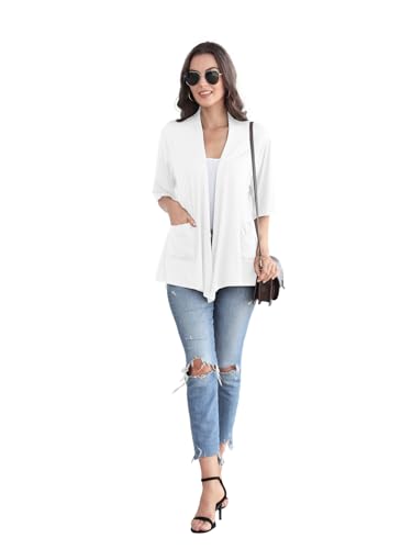 Image of ADANIKI Women 2026 Summer Lightweight Cardigan, Short Sleeve Open Front Casual Trendy Womens Kimono Cover Up with Pocket