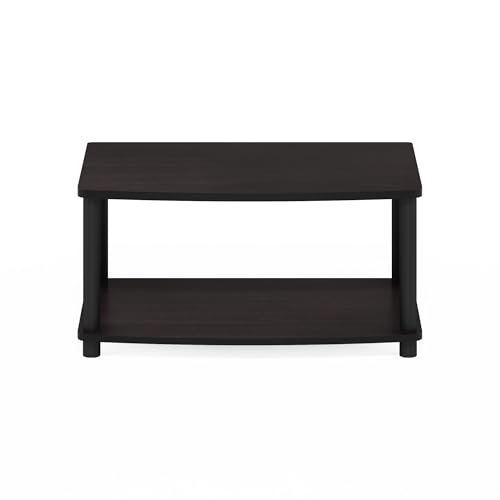 Furinno TURN-N-TUBE TV Riser Stand, 2-Tier Small Elevated No Tools TV Stand, TV Console for TV up to 32 inch, 15.8 x 23.8 x 11, for Living Room, Bedroom, Dark Walnut