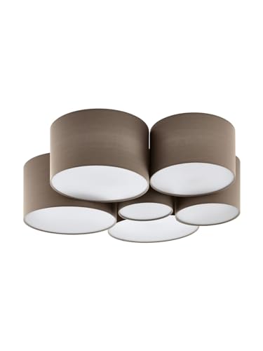 Plafonnier moderne design tissu tourterelle luminaire chic séjour GL0111