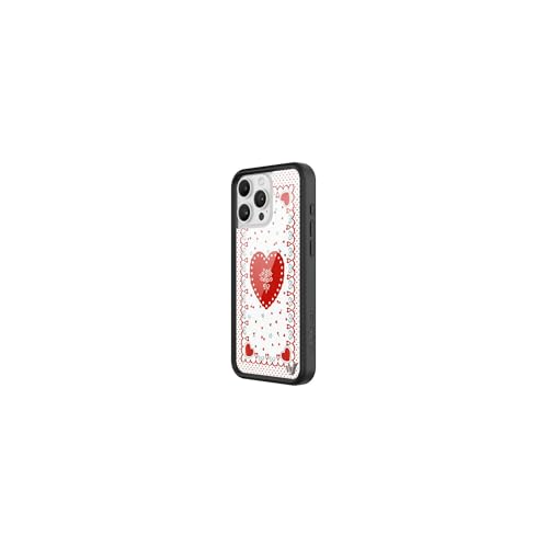 Image of Wildflower Cases - Compatible with iPhone 16 Pro Max | Protective Black Bumper, 6.5ft Drop Test Certified, Women Owned Small Business | Red White Hearts Love Aesthetic Trendy Cute | Lovers Lane