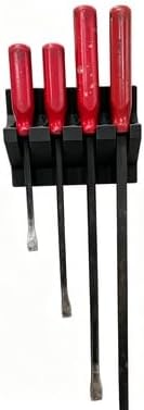 Magnetic 4 Slot Pry Bar Holder for Tool Cart, Locker, or Hutch - Secure Tool Organizer with Strong Magnets