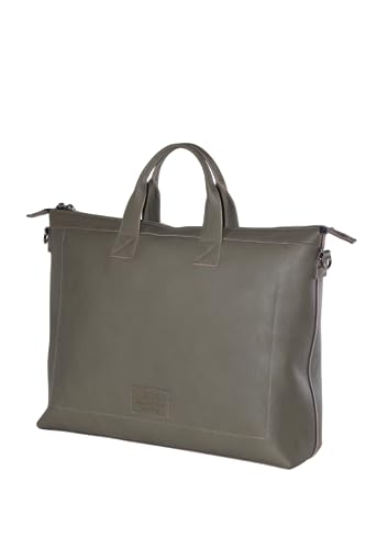 Modern Leather Briefcase with Murano Murrine Glass | Handmade Real Leather in Italy | Folder Bag Laptop Case Handbag Tote (TAUPE)3