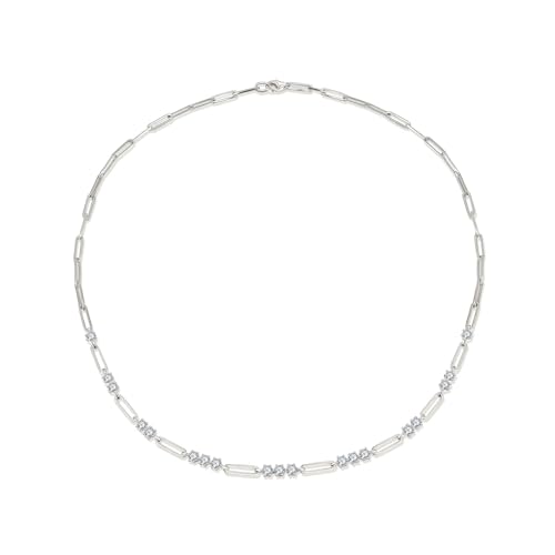 Collier moissanite en argent 925, maille trombone élégante et raffinée