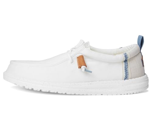 HEYDUDE Wally Craft Linen White/Stone Grey Size 14, Men’s Shoes, Men's Slip-on Loafers, Comfortable & Light-Weight4