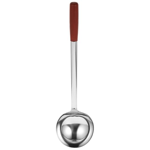 BESPORTBLE Cuchara para Servir de Acero Inoxidable Mango de Madera, Cucharón para Wok Mediano, Utensilio de Cocina Resistente al Calor para Hogares y Restaurantes, Herramienta para Arroz