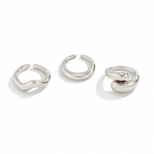 Image of Shining Diva Fashion Stylish Trendy Finger Rings Set for Women & Girls | Chunky Minimal Statement Ring Combos Modern Elegant Jewellery Collection