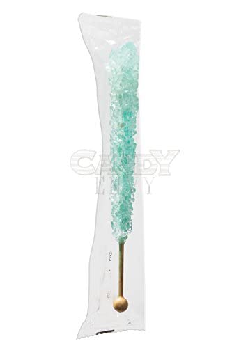 Light Blue Rock Candy Crystal Sticks - Cotton Candy Flavored - 12 Indiv. Wrapped