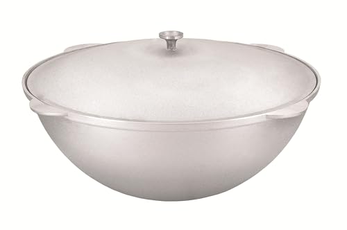 Cast Aluminum Asian Cauldron with Lid Aluminum Kazan, Dutch Oven Pot, Camping Cookware Kitchen Pot, Oven Safe Caldero, Gray (23.2 Qt (22 L))