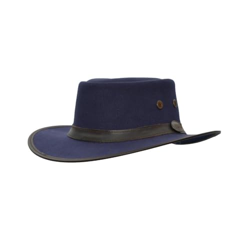 Walker and Hawkes - Canvas Outback Stanley Hat - Navy - 2X-Large (61cm)