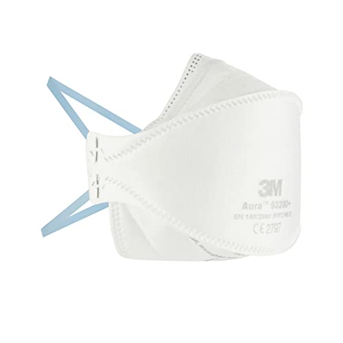 3M Aura 9320D+ FFP2 - Mascarilla de protección respiratoria desechable con partículas FFP2, sin válvula, 5 unidades/caja