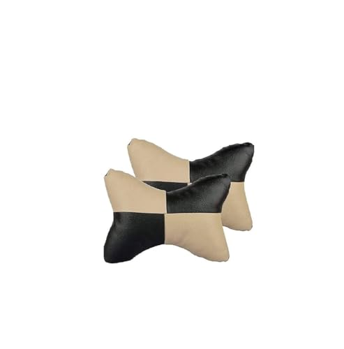 Image of Car Sqaure Beige Black Faux Leather Neck Rest for Toyota Corolla Old(2004-2008)