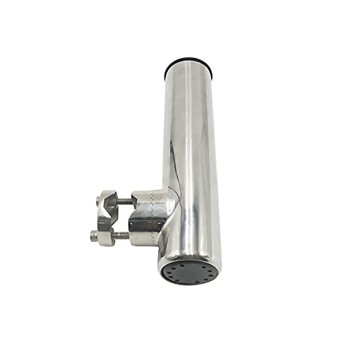 Manifish-Made 2Pcs Stainless Steel Clamp on Fishing Rod Holder for Boat, Rail Mount Rod Holders for Round Rails 7/8" to 1" - Lower Clamp - Thumbnail 2