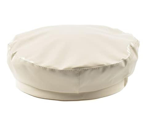 Mingseecess Women Pu Leather Beret Beanie Cap French Style Winter Hat With Adjustable Strap White #TOP5