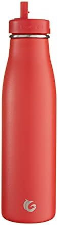 onegreenbottle Evolution Stainless Steel Metal Insulated Bottle with Straw Cap. Leakproof Water Bottle, 500 ml Hot and Cold Drinks - Milk