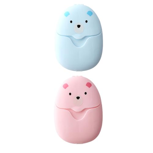 ORFOFE Copos de Jabón Desechables Portátiles para Manos 2 Piezas Mini Hojas de Jabón para Viaje en Colores Azul y Rosa Seguro y Compacto para Higiene Personal en Camping y Senderismo