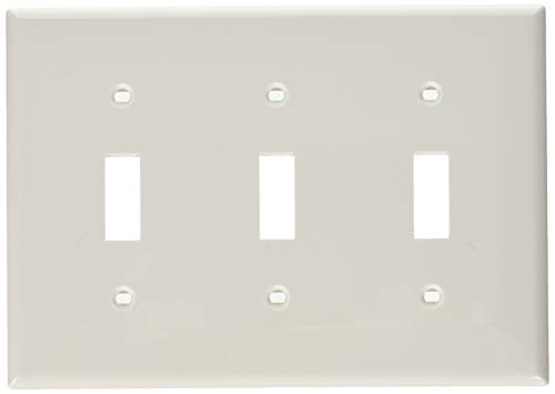 Image of Leviton 80711-W 3-Gang Toggle Device Switch Wallplate, White, 10-Pack