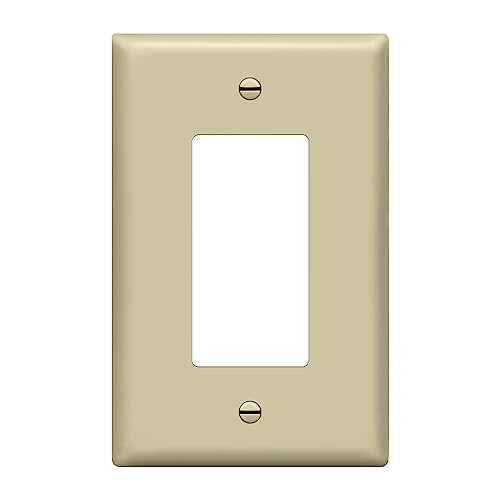 Image of ENERLITES Decorator Light Switch or Receptacle Outlet Wall Plate, Gloss Finish, Midway Size 1-Gang 4.88 inch x 3.11 inch, Polycarbonate Thermoplastic, UL Listed, 8831M-I, Ivory