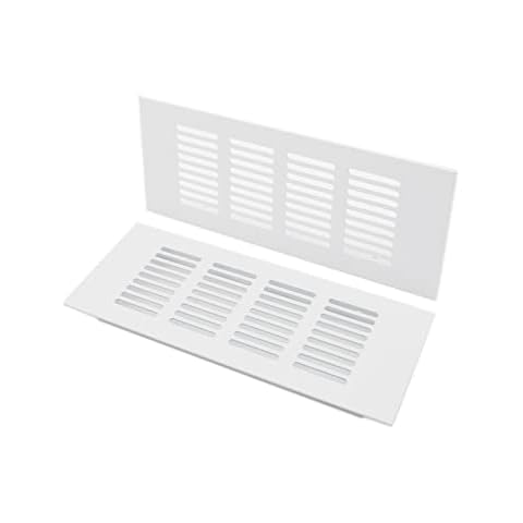 2PCS Air Vent Cover,TTZEZE White Aluminium Alloy Ventilation Grille Rectangle Metal Louvered Grill Cover for Wardrobe Stove Shoes Cabinet Sink Kitchen Bathroom Side Wall Ceiling and Floor Exhaust Vent Cover