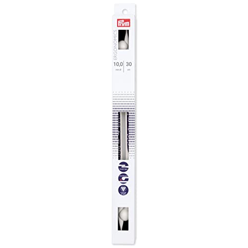 190 313 Prym Single-Point Ergonomic Knitting Needle 10mm/30cm, White