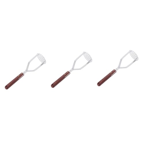Kartoffelstampfer, Karottenpresser Kartoffelstampfer Edelstahl Holzreis (Color : As Shown, Size : Mx3pcs)