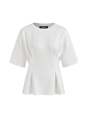 CIDER Oversized T Shirt Women Crew Neck Short Sleeve Solid Ruched Tee Trendy Tops Casual Loose Fit Basic Tee