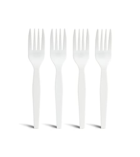 Plastic Fork, Medium-Weight, White
