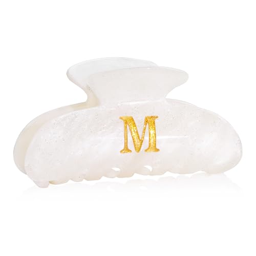 Image of Teen Girl Gifts Trendy Stuff - White Initial Cute Hair Clips, Letter Hair Claw Clips, Glitter Claw Clips Durable Hair Clips, Birthday Gifts for Teens Daughter Sister Christmas Gifts