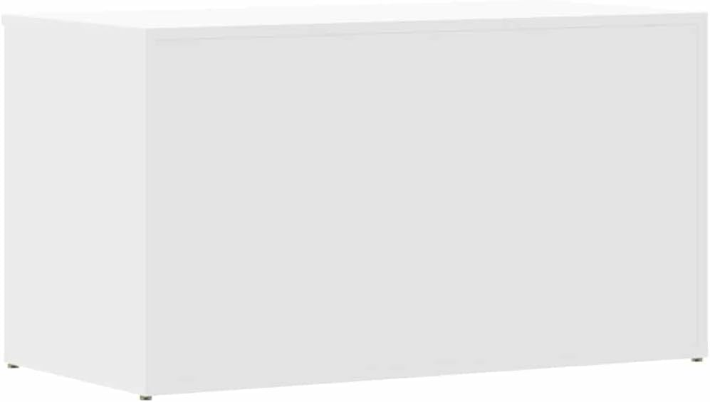 White Engineered Wood Storage Chest Medium Size Rectangular Multifunctional Storage Chest with Lid for Living Room Home Storage Furniture