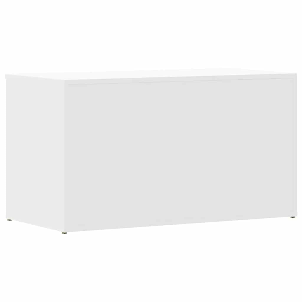 vidaXL Coffre de Rangement, 84x42x46 cm, Bois reconstitué, Blanc, Meuble Domestique, Coffre pour couvertures et Linge de lit, Coffre à Espace de Stockage, Organisation Maison