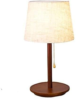 Lampe de chevet avec interrupteur à tirer et base en bois chaleureux