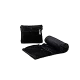 Willers ブランケット コンパクト 軽量 車用 オフィス用 毛布 膝掛け 冬用 ひざ掛け 肩掛け 出張 旅行 機内 携帯 持ち運び 収納に便利なBlanket、 くるんとクッションになる 枕 2way 暖かいトラベルブランケット90*120cm(ブラック)