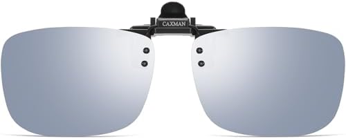 CAXMAN Polarized Clip-on Flip Up Metal Clip Rimless Sunglasses for Prescription Glasses