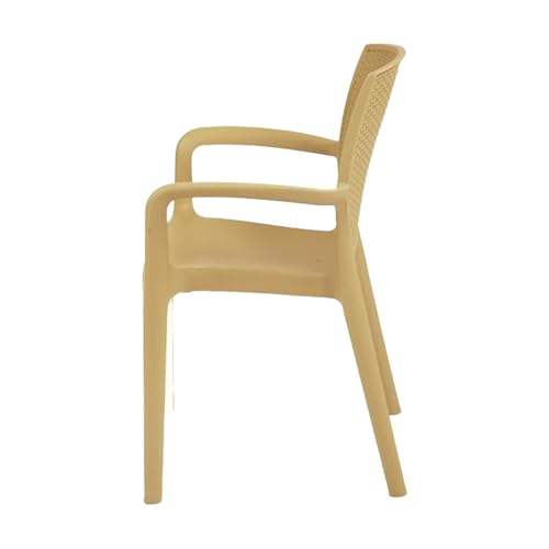 Image of Supreme Texas Heavy Duty Armrest Plastic Chair for Home, Garden, Office, Indoor /Outdoor Use(Color: Cane; Qnt: 2 Pc.)