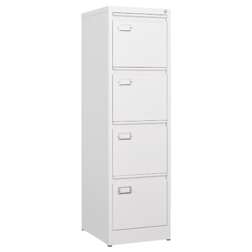 Image of Atahome Caesarea Lockable Metal Filing Cabiet 4 Drawer White