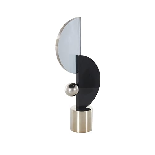 Deco 79 Glass Abstract Sculpture with Silver Orb