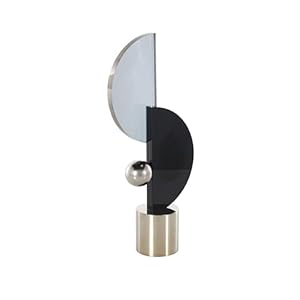 Deco 79 Glass Abstract Decorative Sculpture Home Decor Statue with Silver Orb and Base, Accent Figurine 7″ x 3″ x 16″, Black