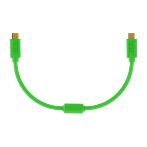 DJ TechTools Chroma Cable – USB-C to USB-C Cable | 100W Power Delivery, 10Gbps, 4K60, Ferrites | Audio-Optimized, Color-Coded with Cable Tie | Green 0.8ft (025M) Straight
