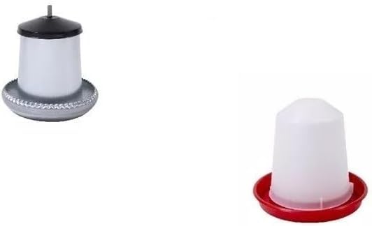 MANGIATOIA PER PULCINI, GALLINE E PICCOLI VOLATILI MOD. KG 5 IN LAMIERA E ABBEVERATOIO PER POLLI E GALLINE DA LT 10 IN PLASTICA - MADE IN ITALY-