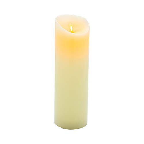 Image of Fire Tek 3 x 8.7 Inch Flameless Pillar Candle, 1 Programable LED Pillar Candle - Dancing Flame, For Home, Weddings, And Parties, Ivory Real Wax Battery Pillar Candle, Remote Sold Separately,