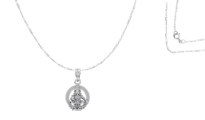 akshat sapphire Sterling Silver (92.5% purity) God Ayyappa Chain Pendant (Pendant with Chain) for Men & Women Pure Silver Lord Ayyappa Chain Locket-picture-1