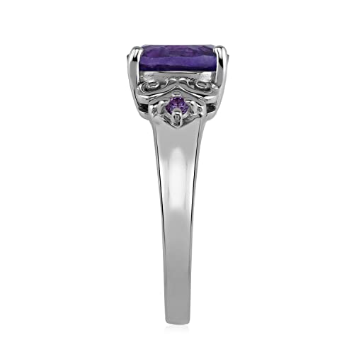 Silvershake Genuine 1.7 CTW African Purple Amethyst 9X7mm 925 Sterling Silver Victorian Style Engagement Ring January Birthstone Gemstone3
