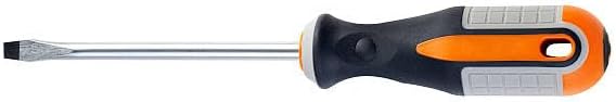 Flathead Screwdriver, Ergonomic Handle, Orange and Black, Professional Tool